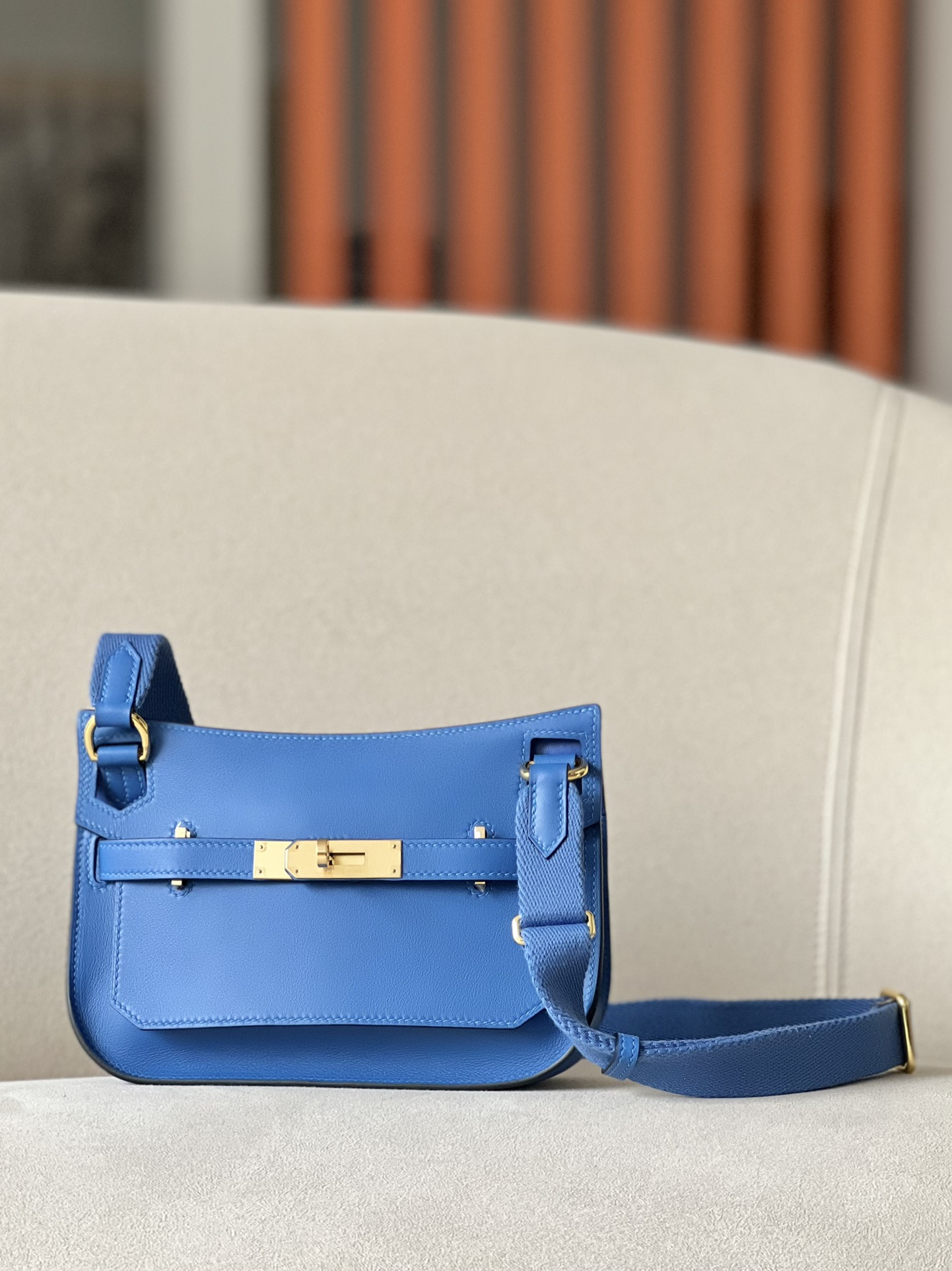 Hermes Jypsiere Mini Shoulder Bag In Blue Swift Leather